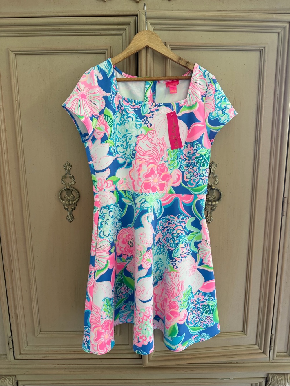 Lilly Pulitzer Girls' Floral Fit & Flare Dress - Pink, Blue, Green